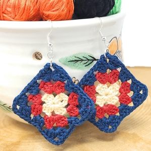 Handmade Crochet Granny Square Earrings